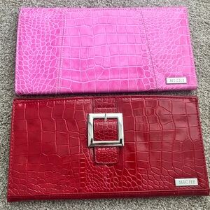 Bundle of 2 Miche Bag Shells Red Pink Croc‎ Embossed